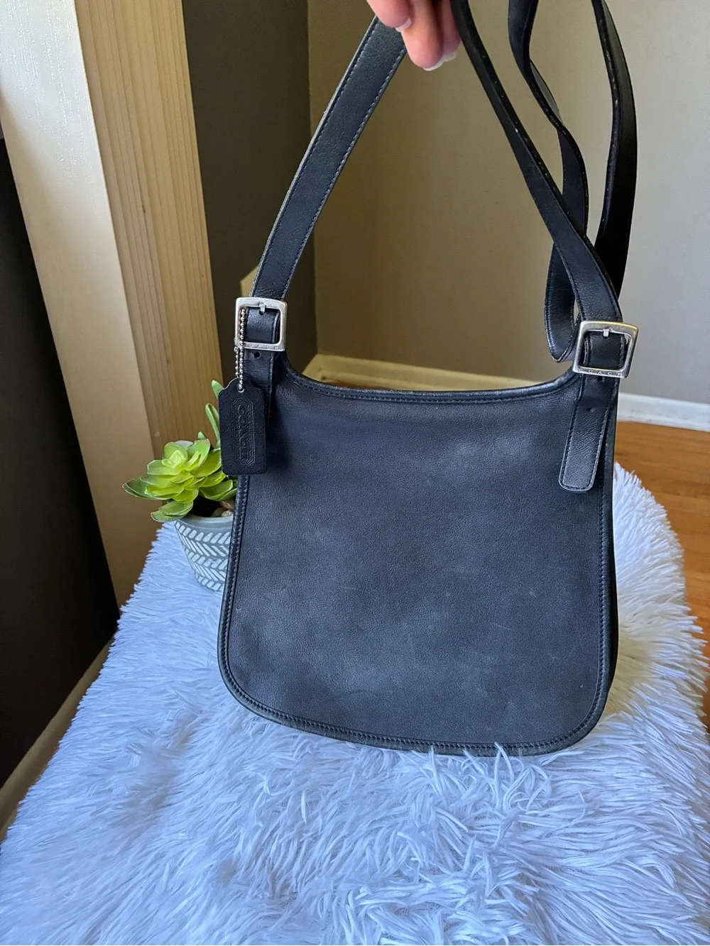 Coach 9135 Vintage Hippie Flap Slim Crossbody Shoulder Bag Black Leather 🖤 - Picture 2 of 16